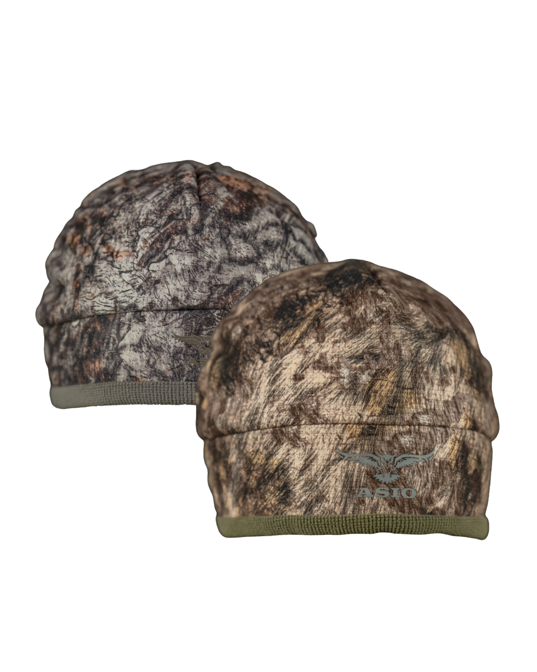 ASIO Gear Midseason windproof sherpa Beanie in Raptor and RAPX camo for bowhunters