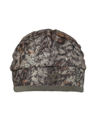 ASIO Gear 3-layer windproof sherpa fleece bowhunting beanie in RAPTOR camo – ultra-warm and breathable cold weather hunting hat for treestand and ground hunting applications, with silent brushed face fabric and moisture-wicking interior, ideal for whitetail hunters in late season conditions.