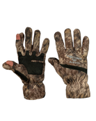 ASIO Gear 3-layer windproof bowhunting glove in RAPX camo – high-performance cold weather hunting gloves with fleece insulation, articulated shooting fingers, and textured palm grip, designed for ultimate dexterity and stealth for treestand and ground hunters pursuing whitetail in harsh conditions.