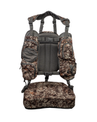ASIO Gear Limited Edition Turkey Vest in RAPTOR camo – front view showing seat cushion and storage pockets