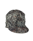 ASIO Gear billed beanie in RAPTOR camo fleece-lined bowhunting hat with built-in visor for treestand whitetail hunters, designed for warmth, stealth, and all-day comfort during cold weather deer season.