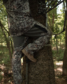 ASIO Gear Midweight Bomb Pant in RAPTOR camo with reinforced stretch knees—ideal for treestand entry