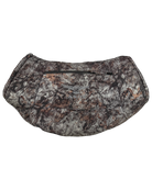ASIO Gear fleece hand muff in RAPTOR camo – Primaloft insulated bowhunting handwarmer with silent exterior, zipper pocket, and adjustable fit, designed to keep hands warm and ready during cold weather treestand hunts.